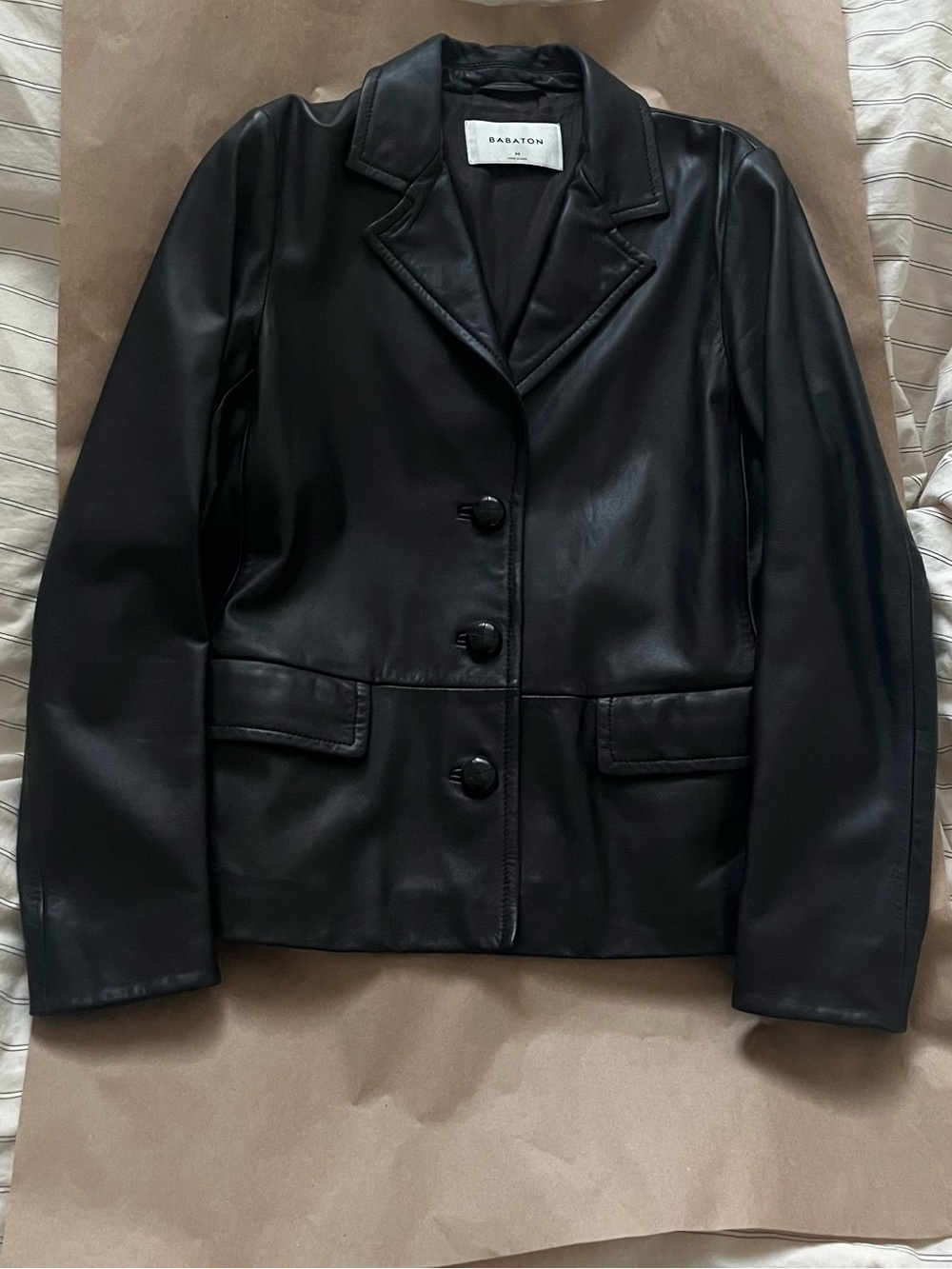 Babaton Black 100% Leather Blazer